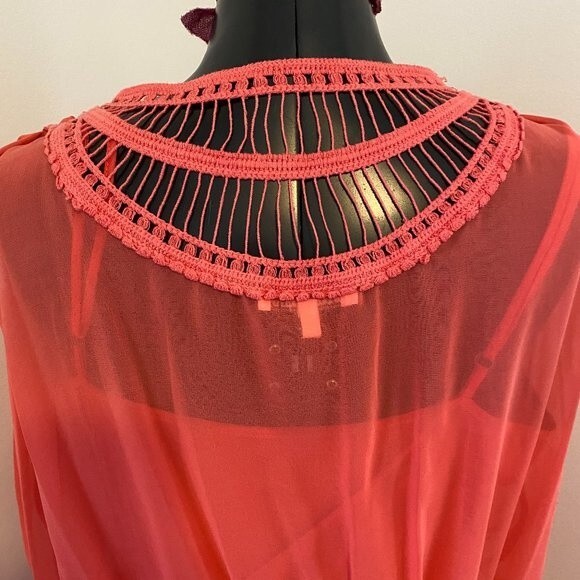 Black Rainn Two Piece Boho Sheer V-Neck Dress Size M - Picture 6 of 7